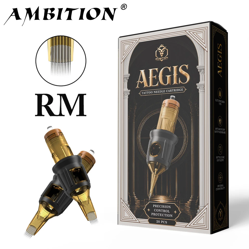 Aiguilles de cartouche de tatouage Ambition AEGIS RM Round Magnum, 20 pièces/lot, jetables et stérilisées pour machine à tatouer et maquillage permanent