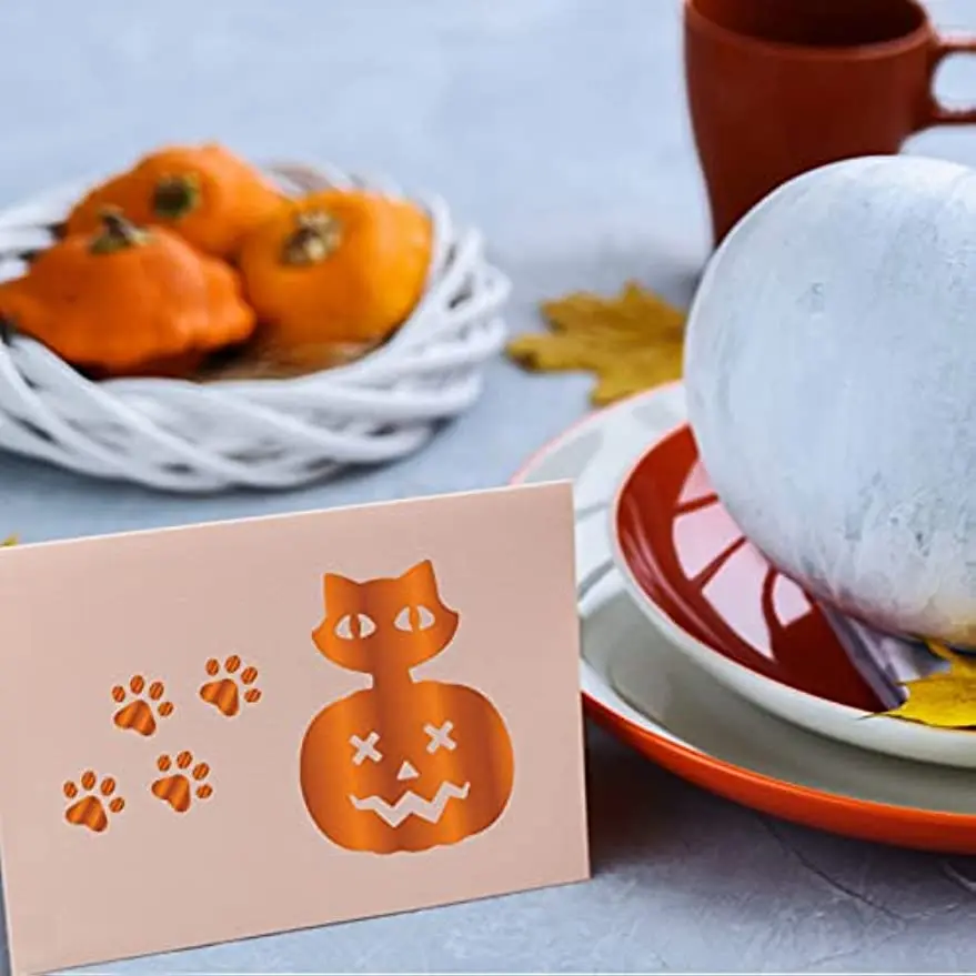 Halloween Hot Foil Plate for DIY Foil Paper Cat and Pumpkin Bat DIY Foil Embossing for Scrapbooking Decor Cards