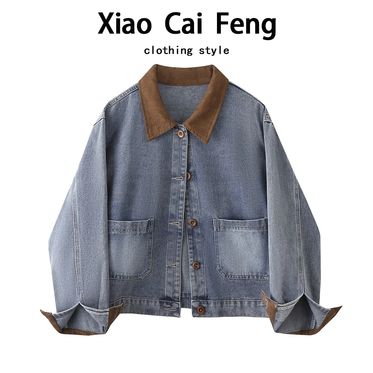 

Женская джинсовая куртка в стиле ретро Hong Kong Sle, осенний модный дизайн, вельветовый цвет, блузка с воротником, рабочая одежда, топ