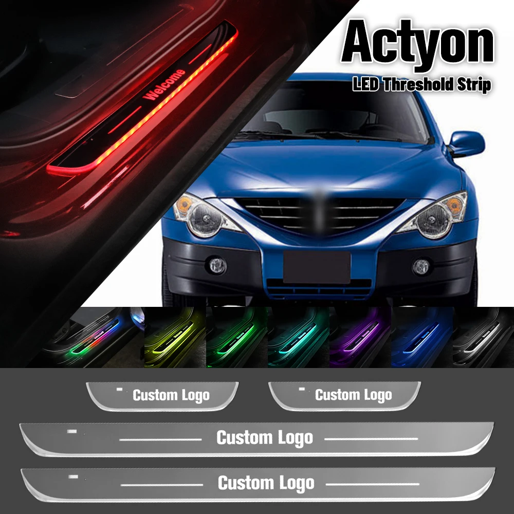 For Ssangyong Actyon Sports 2005-2017 Car Door Sill Light Customized Logo LED 2012 2015 Welcome Threshold Pedal Lamp Accessories