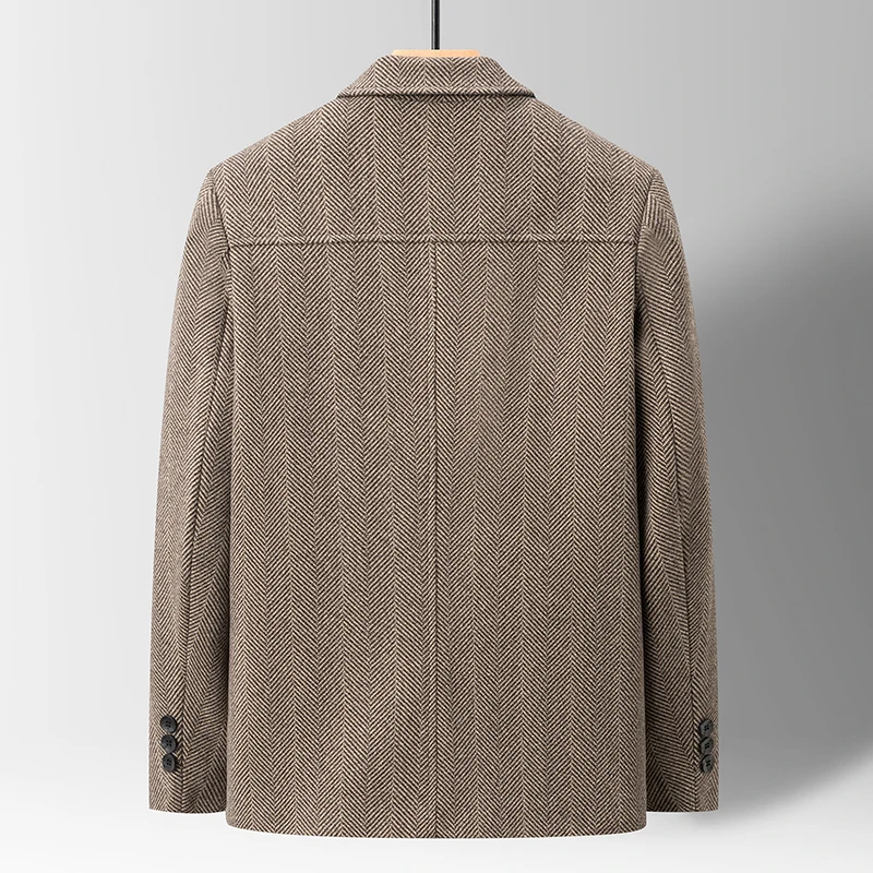 Classic Mens Office Dress Jackets Quality Casual Business Lapel Windbreak Coats Top Autumn Winter Blended Wool Jacket Streetwear