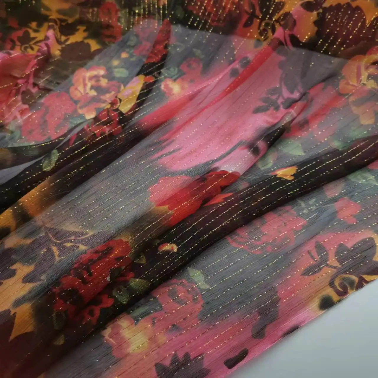 New Silk Fabric For Saree Sudan Toub Silk Lurex Metallic 8mm Somalia Dirac Cosplay Dancing Floral Soie