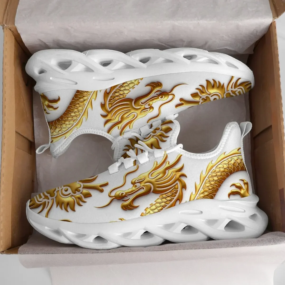 

Dragon Graphics Sneakers Men Mesh Breathable Casual Men Shoes Unisex Light Thick Sole Couple Shoes Athletic Sneakers Women Shoes