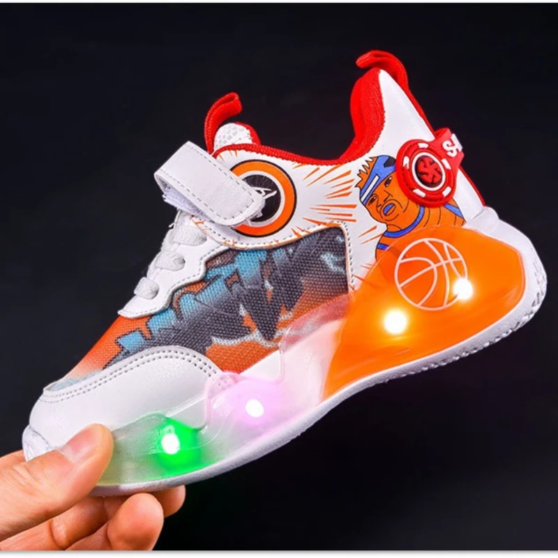 Fashion Boy Sneaker 2025 Autumn New LED Kid Lighting Shoe Mesh Breathable Kid Shoes Soft Sole Blue Ball Shoe Brand Kid Sneaker