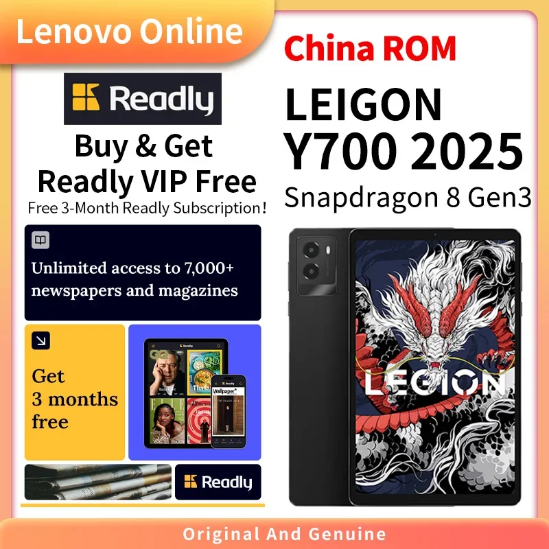 NEW 2025 Lenovo Y700 3rd Legion Snapdragon8 Gen3 Android 8.8-inch 2560*1600 165Hz 6550mAh 350g Wifi TB321FU USB-C Gaming Tablet