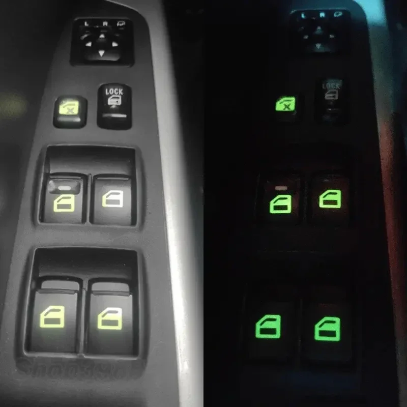 Car Window Lift Luminous Switch Button Sticker Door and Window Lift Night Safety Switch Decoration Colorful Fluorescent Decal