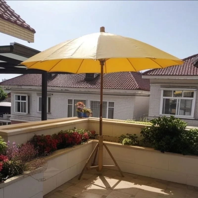 Yellow nylon semi-pierced tung oil umbrella every 14 meters long bamboo pole bamboo dance