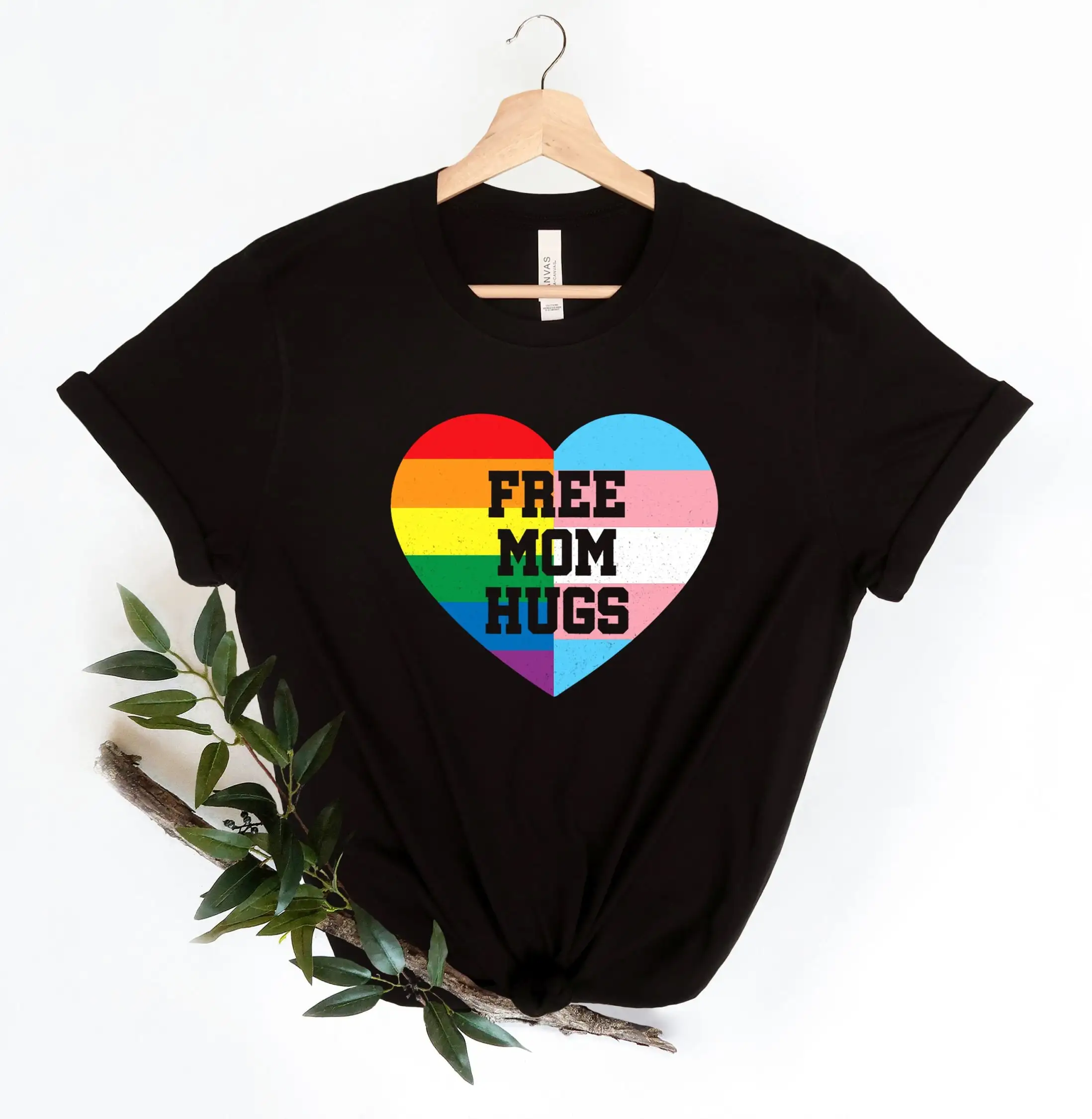 Free Mom Hugs T Shirt Proud Lgbt Lgbtq Cool Rainbow Pride