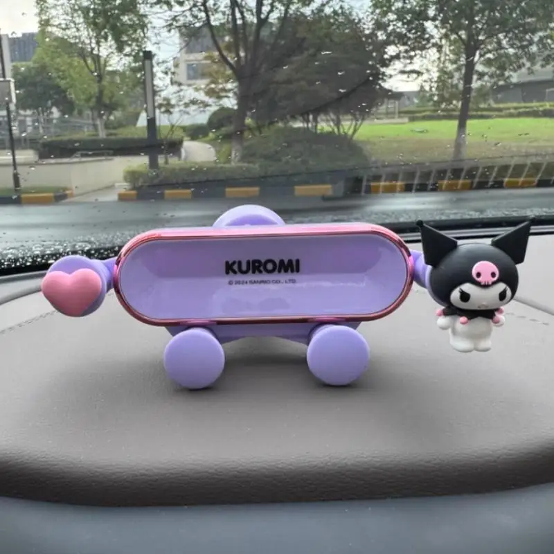 

Kuromi Purple Car Phone Stand Vihicle Air Outlet Bracket Gravity Sensing Telescopic Support Navigation Cartoon Shock-Proof