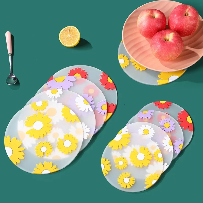 Flower Daisy Coasters PVC Creative Heat Insulation Waterproof Mat Household Simple Non-slip Tea Coaster Kitchen Home Accessories