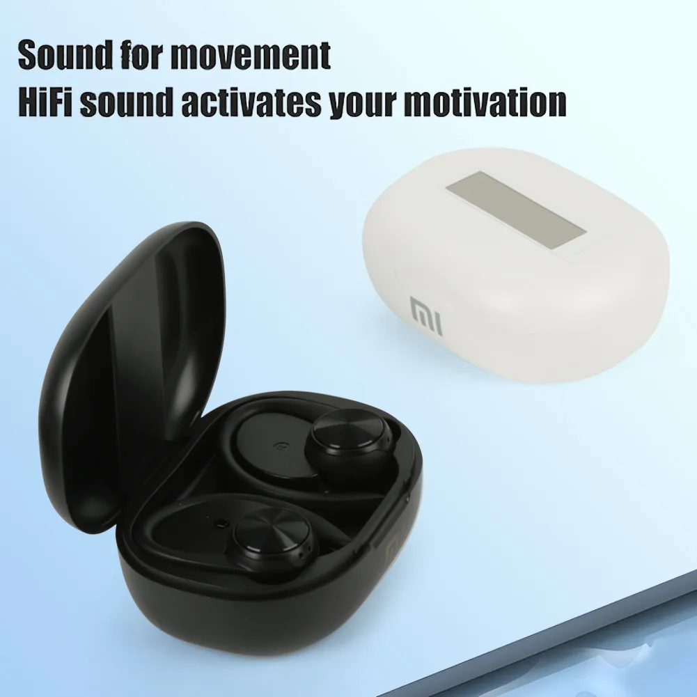 XIAOMI R200 Auricolari wireless Auricolare aperto Cuffie Bluetooth Ganci per le orecchie Suono stereo 9D Auricolari Sport Display a LED Auricolare con microfono