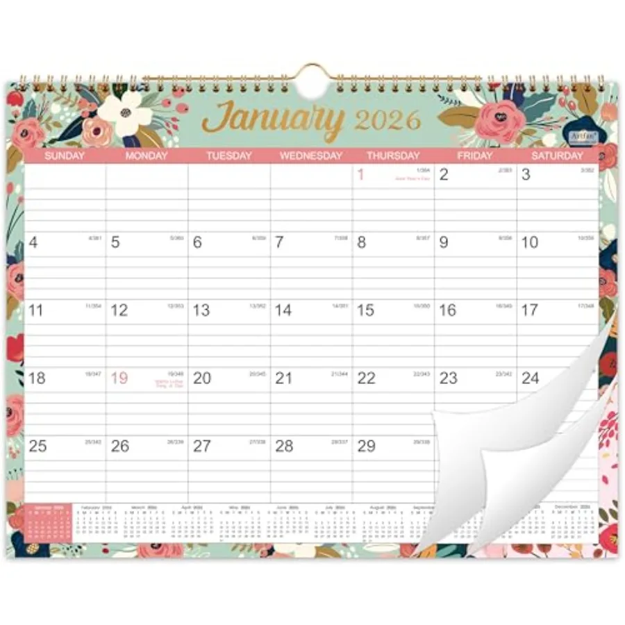 

Календарь на 2026 Настенный календарь на 2026 января 2026 декабрь 2026 Настенный календарь на 2026 12 месяцев 15 x 11,5 дюймов с двойным переплетом Джулианские даты Большой