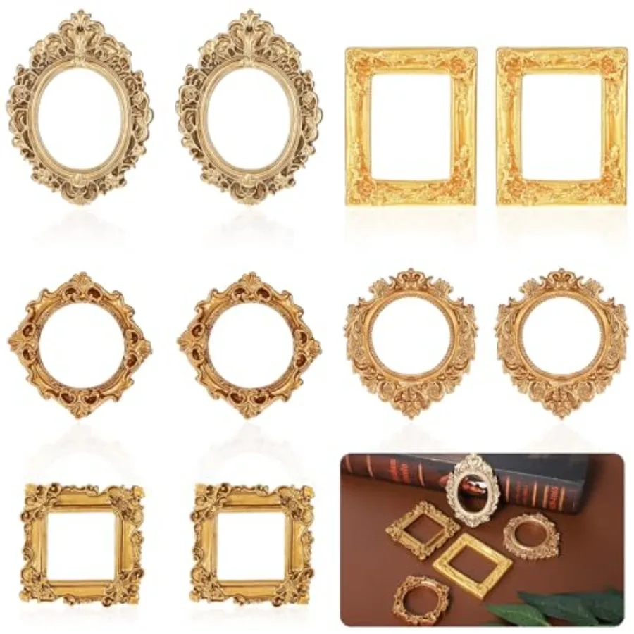 pcs Small Picture Frames Mini Picture Frames for Crafts Miniature Vintage Resin Antique Tiny Mini Photo Frame Little Frame for