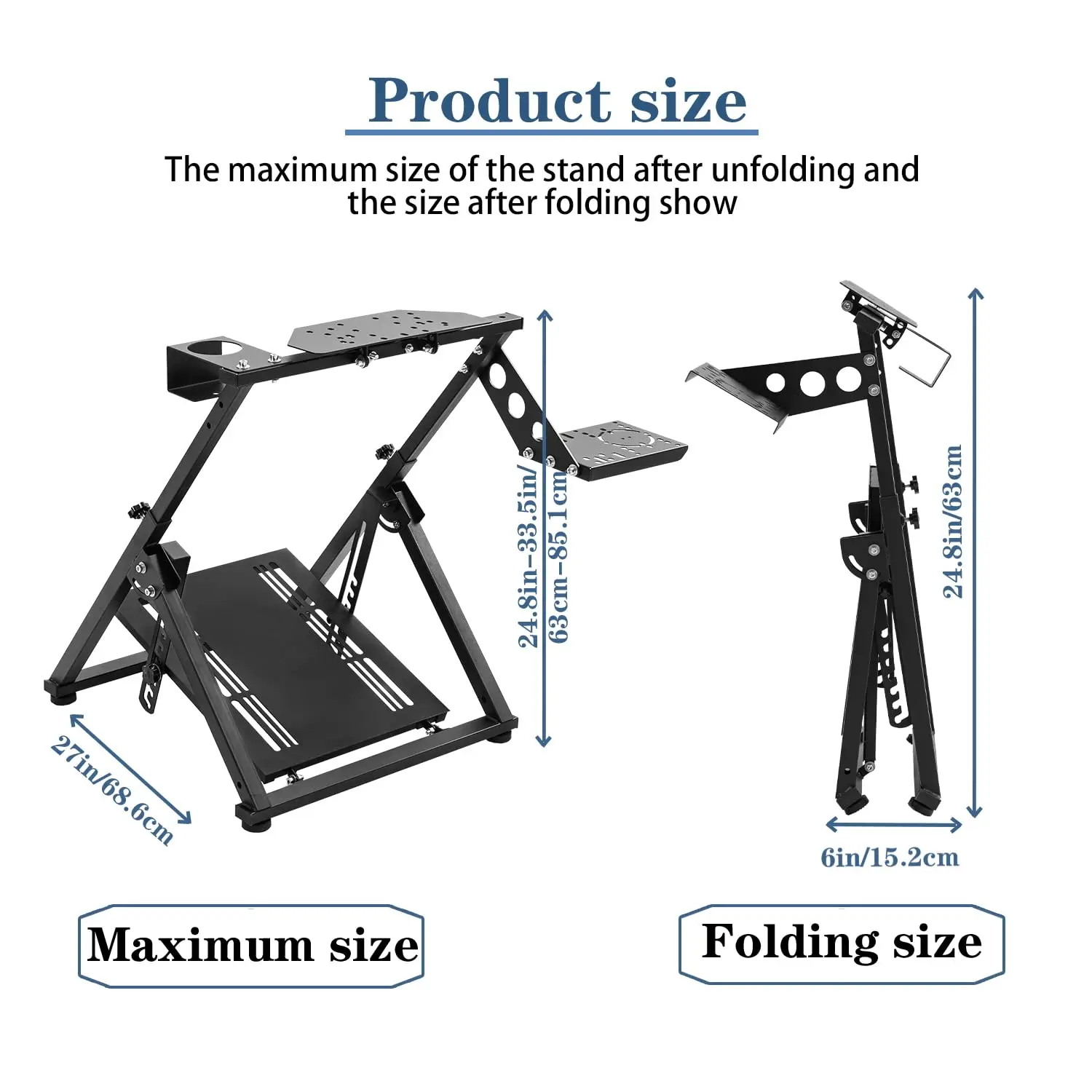 

Foldable Driving Gaming Steering Wheel Stand Fit for G25 G27 G29 G923,PXN V9,Adjustable,Not Included Pedals & Shifter