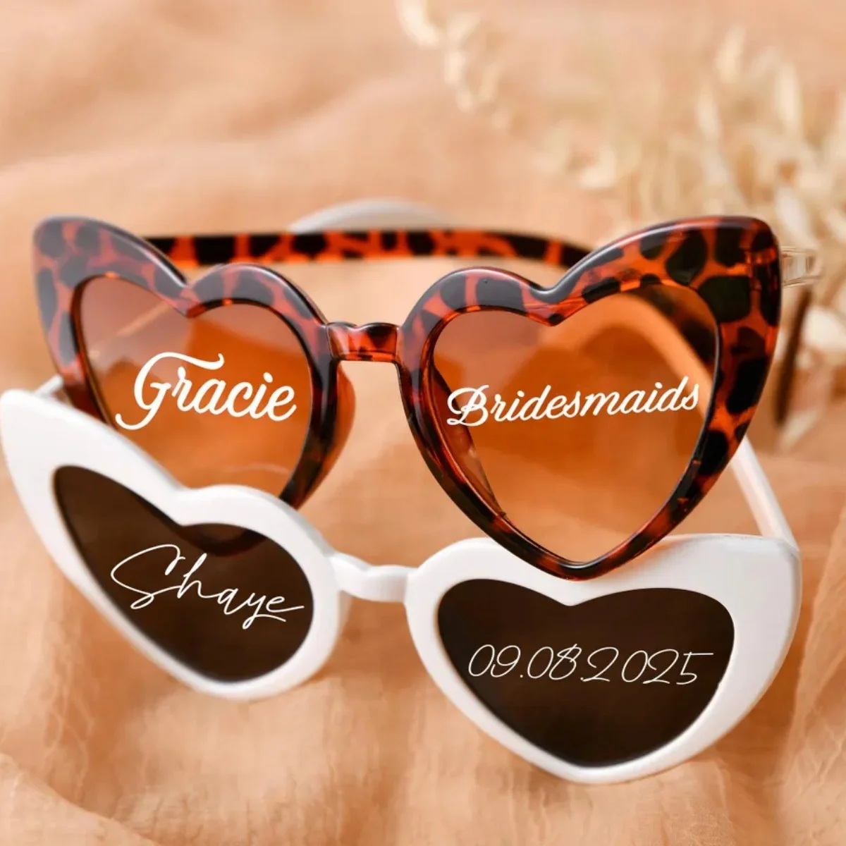 

10PCS Custom Personalized Heart-Shaped Sunglasses - Bridal Party Souvenir & Bridesmaid Keepsake