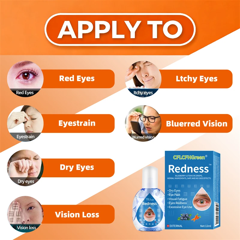 Red Eye Treatment Eye Drops For Bloodshot Eyes Infection Redness Relief Chinese Medicine 12Ml