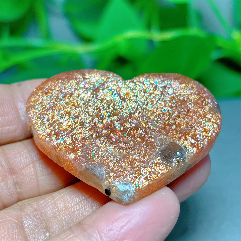 Gold Sunstone Heart Crystal Natural Quartz Stone Home Decoration Minerals Reiki Craft Gifts Energy Healing Spiritual Meditation
