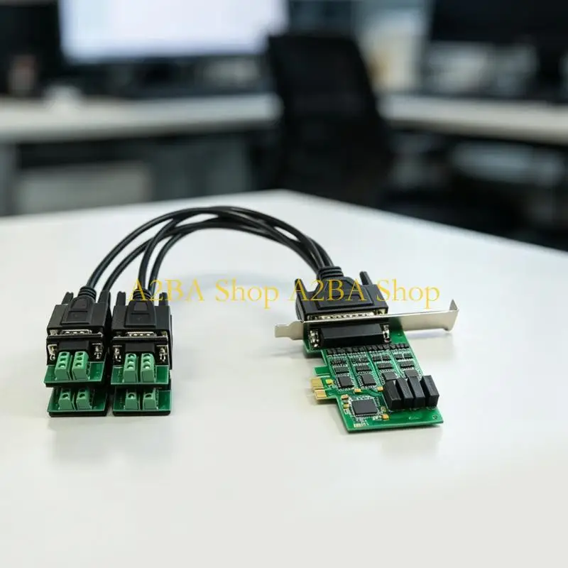 A2BA 4 Channel RS485 RS422 PCIE Communication Card Fast Data Transfer Heat Dissipation Expansion Card Replacement Accessories
