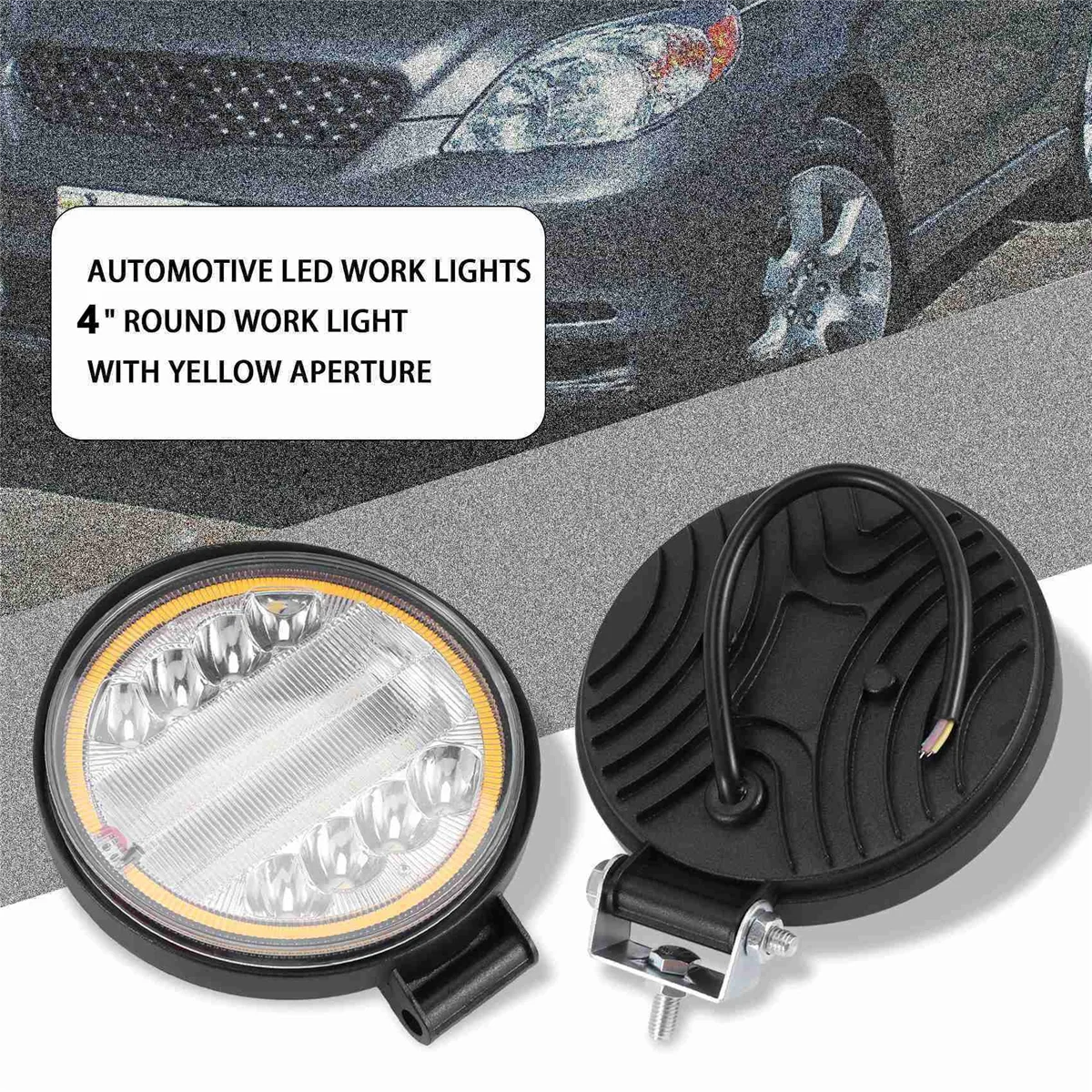 2X 4 Inch LED Work Light Combo Spot Flood Off Road Driving Amber Fog Lamp