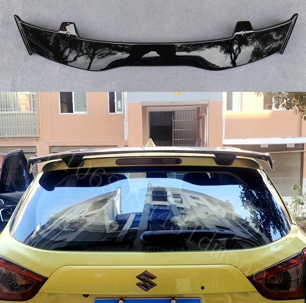 Uso para Suzuki SX4 s-cross Spoiler ABS plástico fibra de carbono aspecto Hatchback SUV techo alerón trasero Kit de carrocería accesorios negro brillante