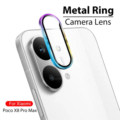 Защитное стекло 3D с изогнутыми краями для камеры Xiaomi Poco X8 Pro Max, металлическое кольцо-накладка на объектив для Xiaomi Poco X8 Pro Max