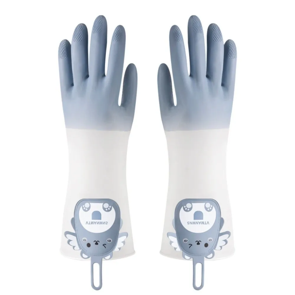 Natural Latex Dishwashing Gloves Waterproof Lengthened Household Cleaning Gloves Thickened Rubber Multi Color