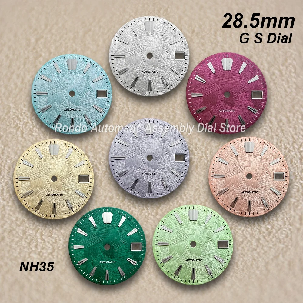 28.5mm Brush G S Dial For NH35/NH36 Automatic Movement No Luminous High-Quality Solid Nail Dial Watch Modification Accessories
