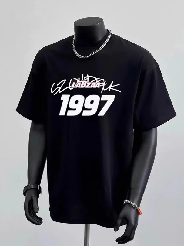 

Летняя новинка: футболка оверсайз из чистого хлопка, 300 г/м², с принтом в американском стиле, повседневная...