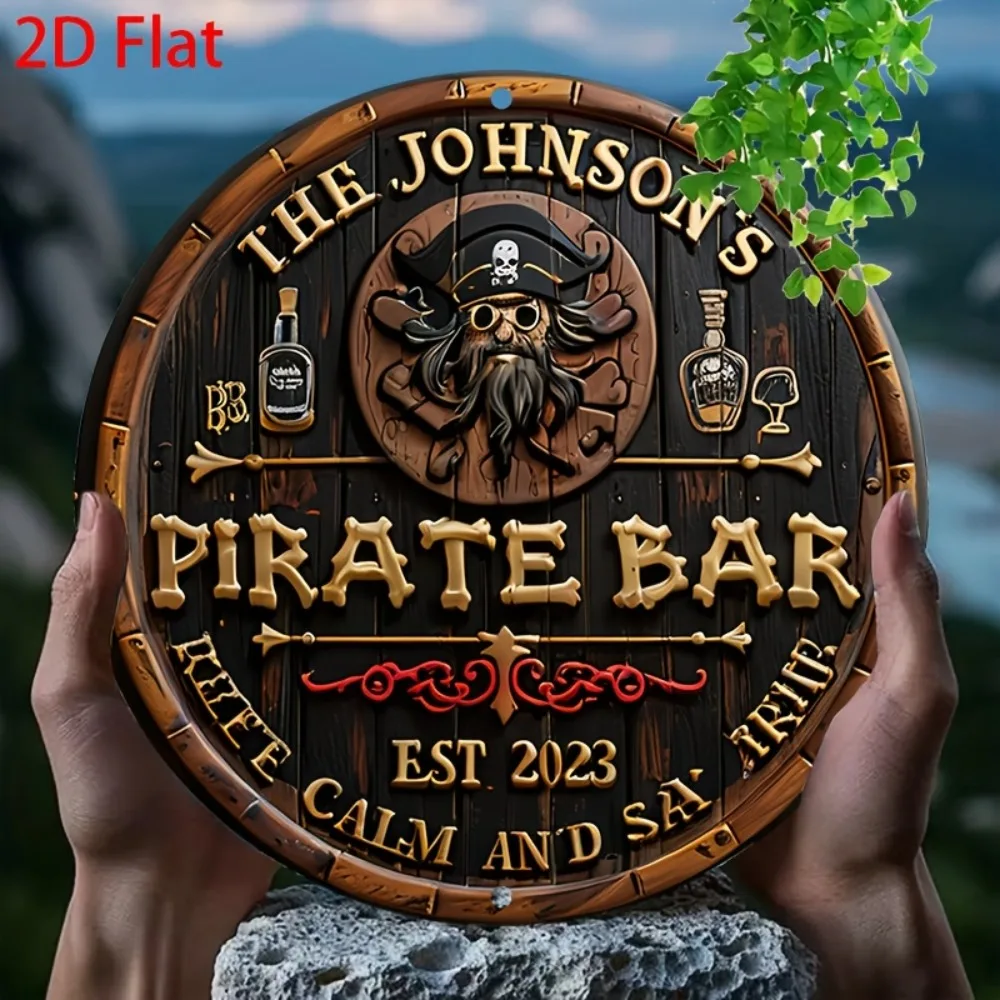 لافتة معدنية عتيقة "The Johnson Pirate Bar" - فن ألومنيوم بتصميم جمجمة لديكور الهالوين والبار