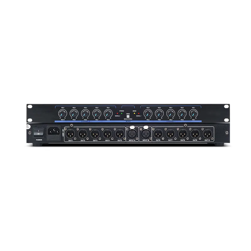2 Input 10 Output XLR Audio Splitter for Stage Performance Wedding Meeting