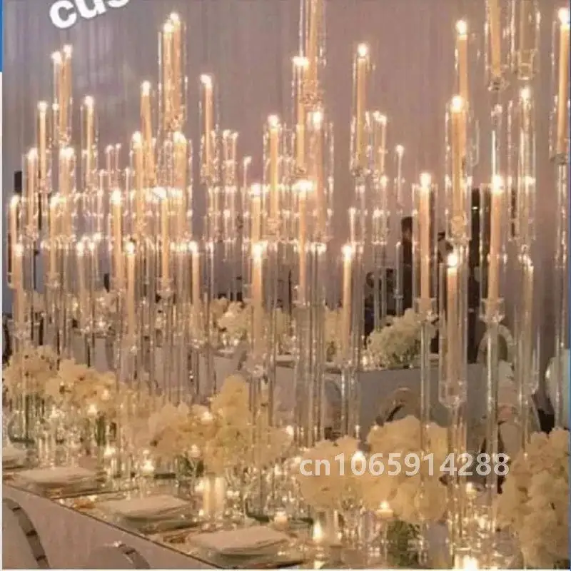 4 PCS /10 pcs Acrylic crystal candelabra wedding centerpieces clear candle holder wedding ceremony event party decoration