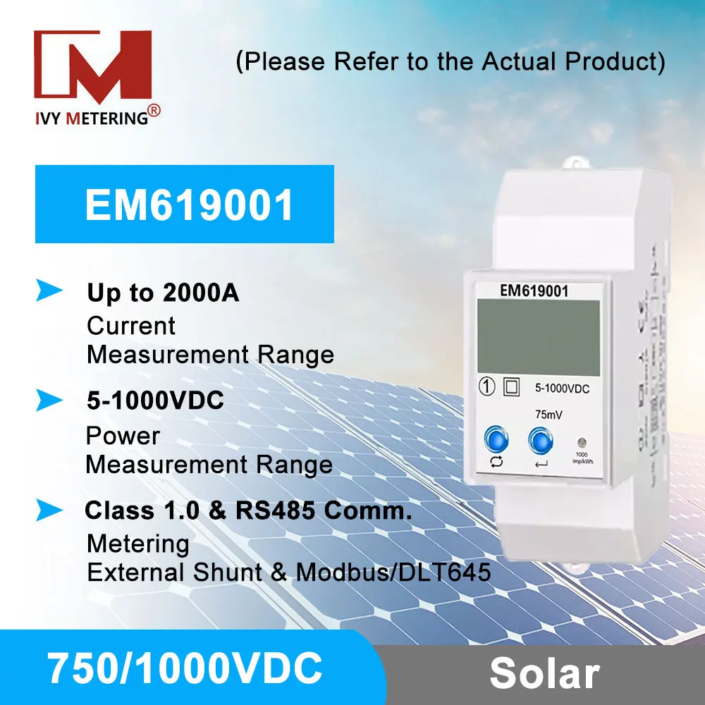 EM619001 250A 380V 400V 500V 750V 1000V Bidirectional DC Solar Energy Smart Meter RS485 Modbus