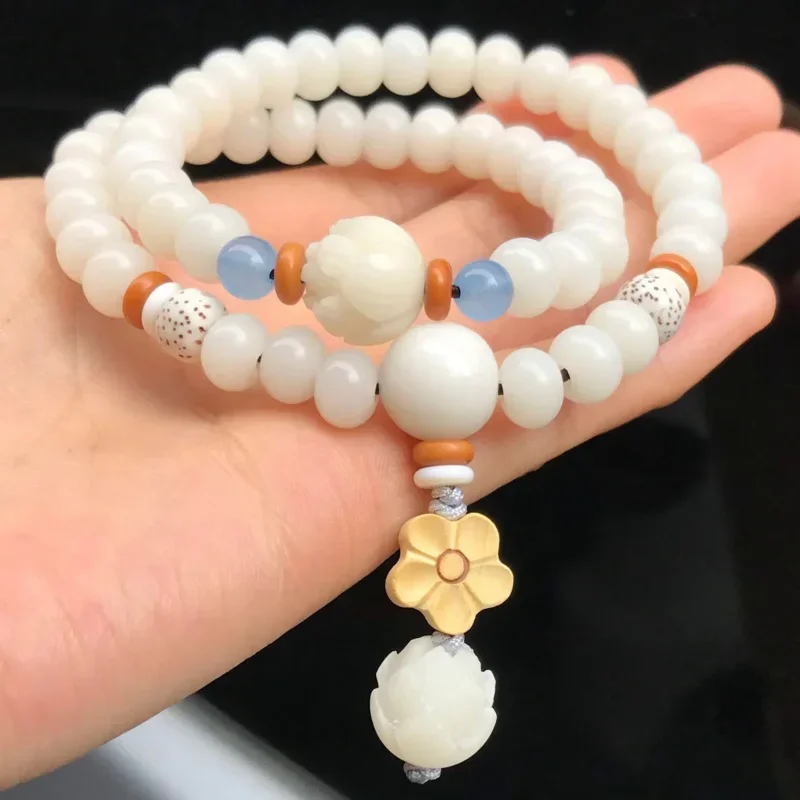 Bodhi root hand string white jade Buddha beads wenplay lady fresh hand string handicraft accessories women bracelets wholesale