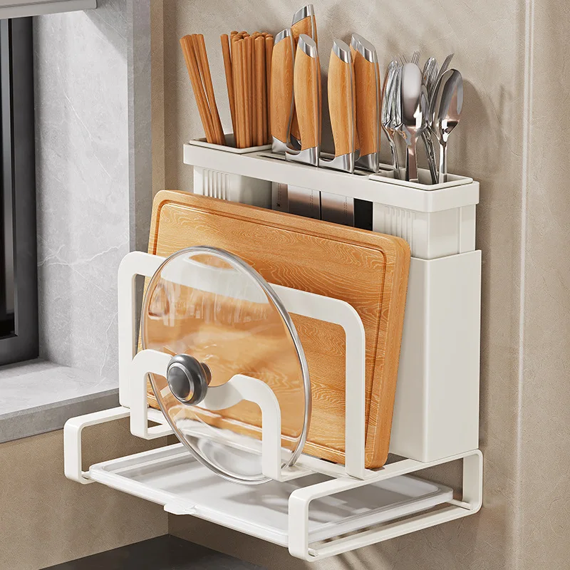 YFY Kitchen Plate Knife Holder Wall Hanging Shelf   Cutting Board Rack Kitchen Knife  Cage  Cutting Board Rack Knife Storage