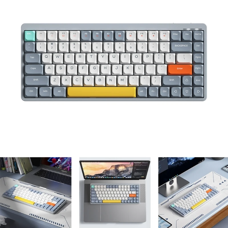 Wired/2.4G BT 5.0 YK75 White Backlight Mechanical Gaming Keyboard 75% Double Shot PBT Keycaps Compact Keyboard Dropship