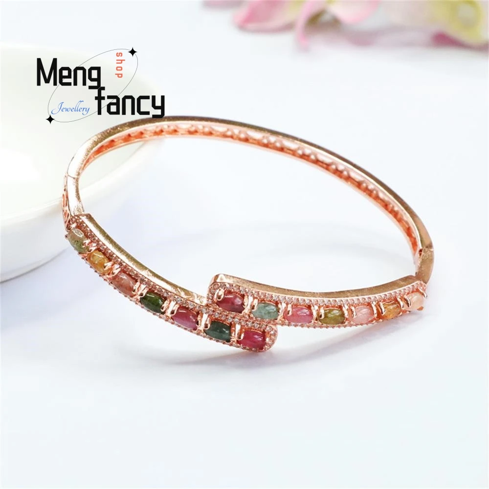 Natural Tourmaline Exquisite Elegant Simple High-grade Bangle Candy Brazilian Gemstone Sexy Young Girls Luxury Fashion Jewellery