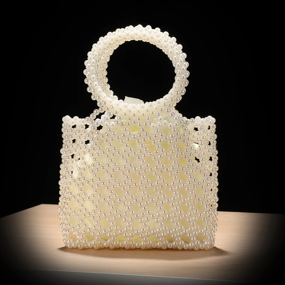 

Новая модная вечерняя сумка-клатч ручной работы с жемчугом и бисером, ажурная, блестящая, для свадеб и вечеринок, высокое качество