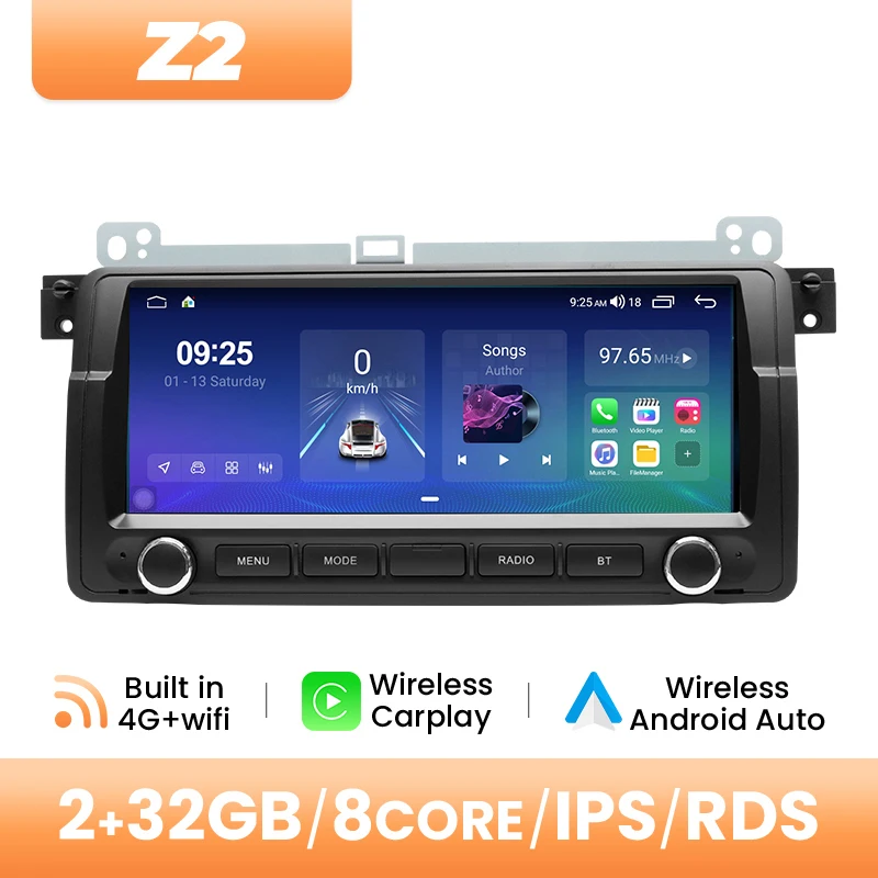 8.8 "Draadloze Carplay Autoradio Android 14 Voor BMW E46 M3 318/320/325/330/335 Rover 75 Coupe DSP Navigatie Audio 2Din 128 GB GPS