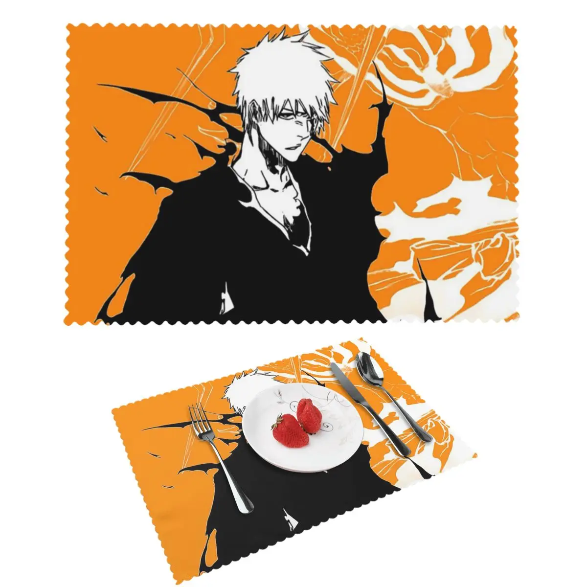 Orange Ichigo Kurosaki Anime Bleach Placemat Heat Resistant Plate Mat for Dining Table Bowl Coaster Home Decor Absorbent Mats