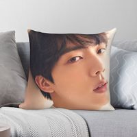 Jin Kim Seok Jin Square Pillowcase Polyester Linen Velvet Printed Zip Decor Pillow Case Sofa Cushion Cover