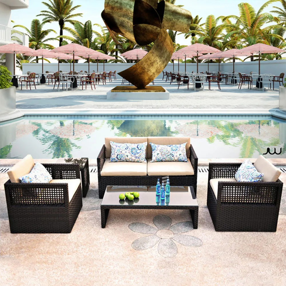 

Комбинированный диван из ротанга для отдыха на открытом воздухе, диван из ротанга во дворе, кресло из ротанга для солнечной комнаты, одинарная, двойная, мебель для террасы