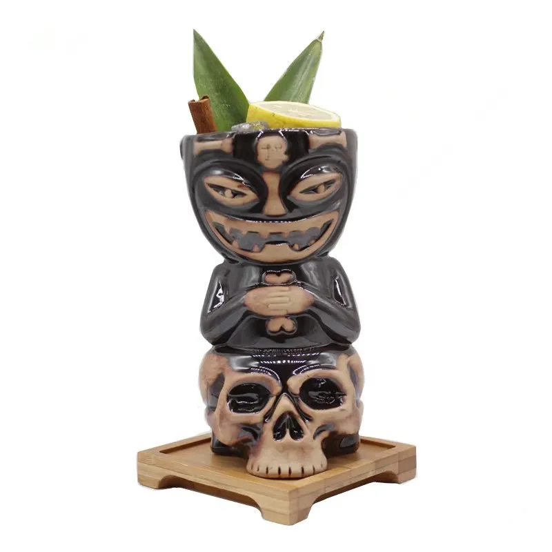 

550ml Skull Doll Tiki Mug Cocktail Cup Beer Wine Mug Ceramic Tiki Mugs Art Crafts Creative Hawaii Mugs