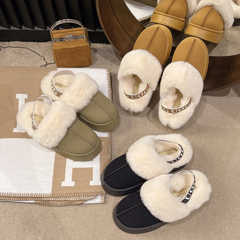 2024 inverno nuova vendita calda moda pelliccia scamosciata calda lana pantofole piatte stivali da neve marca di lusso stivali da neve Slip-On