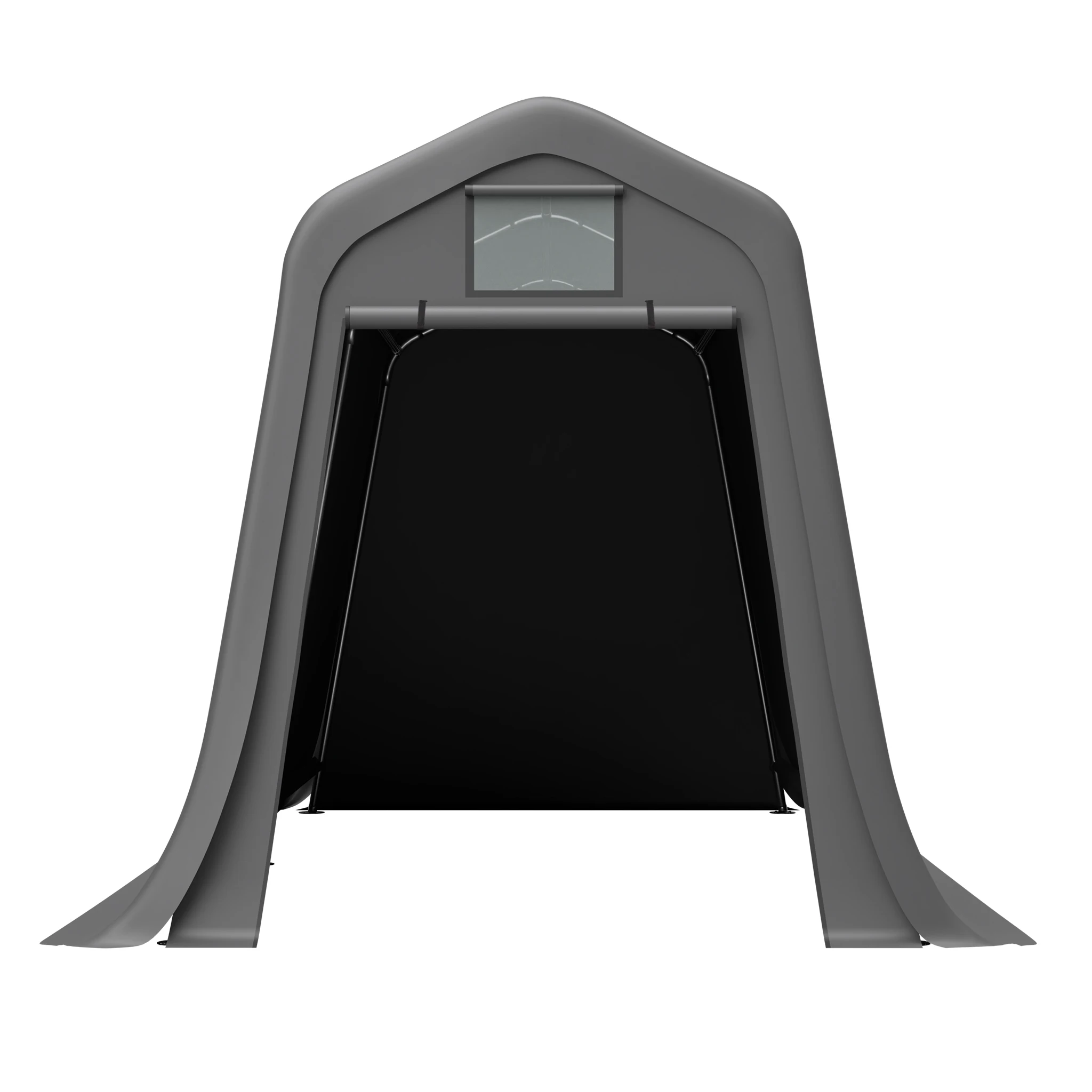 213×366×225cm Outdoor-Lagerschuppen - Robuster Garagen-Carport mit aufrollbaren Reißverschlusstüren und Belüftungsöffnungen, konstruiert mit verzinktem Metallrahmen und UV-beständigem, wasserdichtem