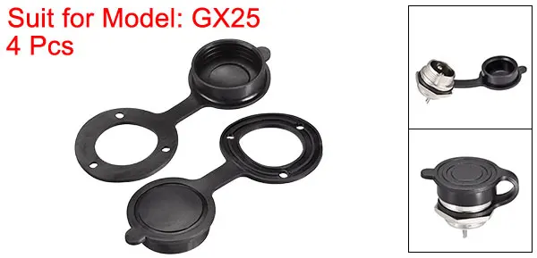 4pcs Dust Cover for GX25 Aviation Connector Plug Cover Waterproof Plastic Cap Black