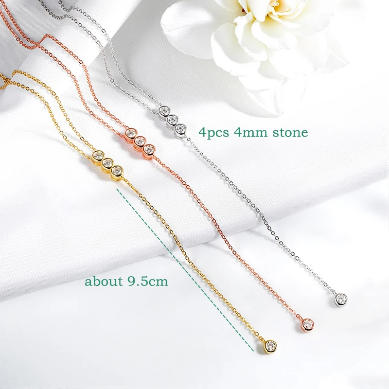 Smyoue Bubbles 100% Real Moissanite Necklace for Women Girls Sparkling Classic Pendant 925 Sterling Silver Lad Diamond Chain