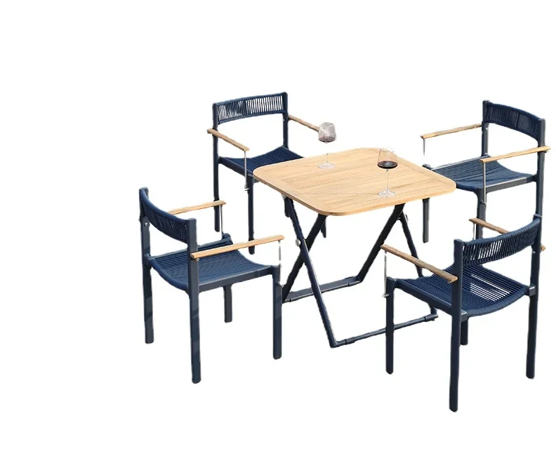 

Leisure table and chair combination outdoor courtyard waterproof,wooden villa garden with tables