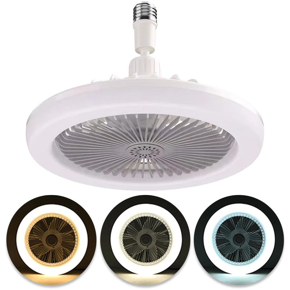 2 In 1 Silent Ceiling Fan Light 3 Gears 3 Speeds Fan Light with Remote Control Dimming Three Color Light for Home Living Room