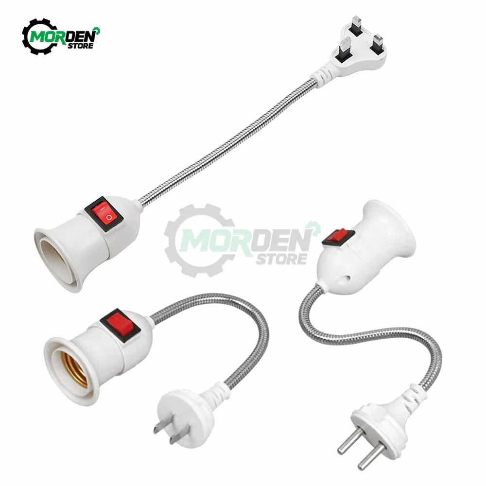 EU/US/UK  Plug E27 Lamp Base Wall Flexible Holder Light Socket Converter Bases On/Off  Book light Adapter Plug Switch