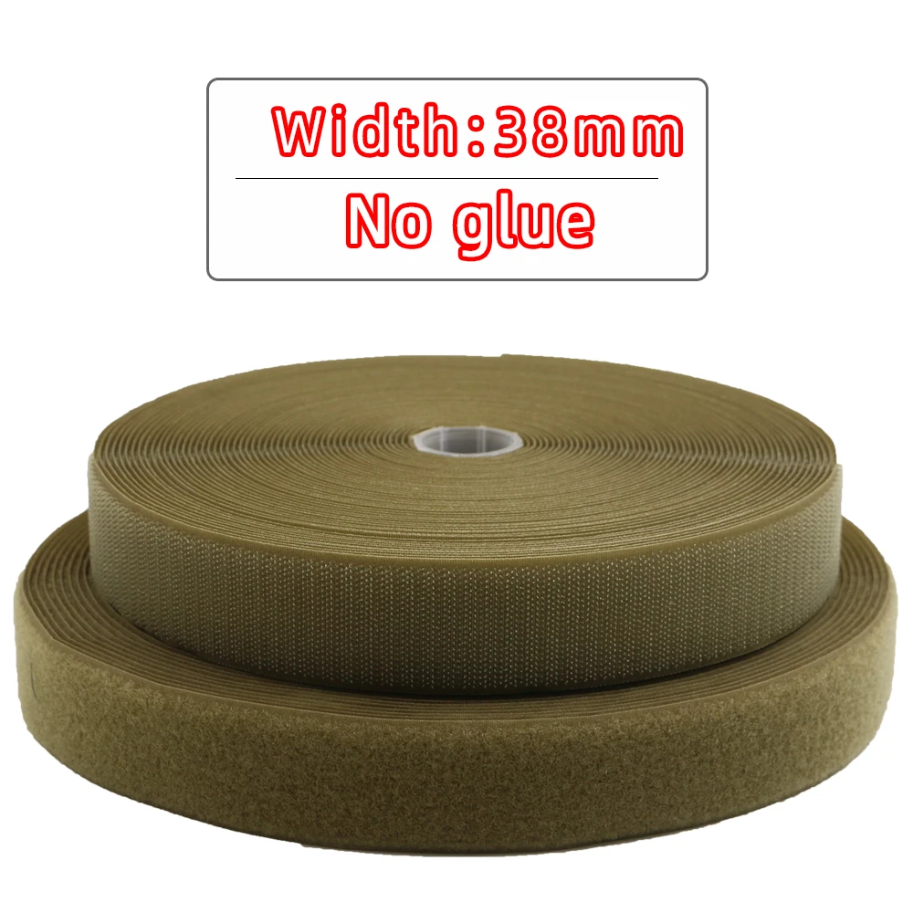 5Meters/Pairs Khaki 38mm Brown Non-Adhesive Hook and Loop fastener Tape Sewing-on the hooks adhesive Magic tape DIY/No glue